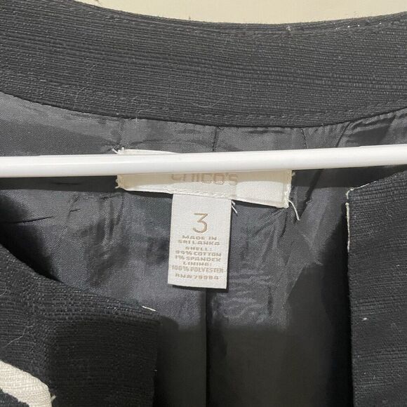 Chico’s Jacket Black & White Zebra Animal Print Open Blazer Chicos size 3 16/18 - Picture 2 of 7